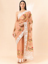 Tissue Organza Saree : Bollywood-inspired Organza Saree with Intricate Floral Embroidery Work - INDIASILK